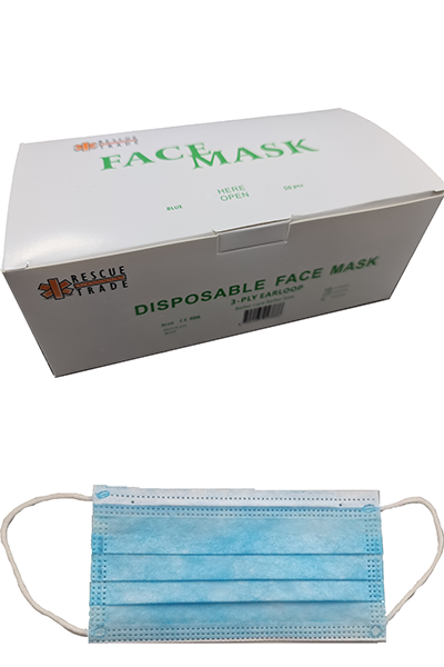 Klinischer Mundschutz, mit Gummischlaufen 50er Box